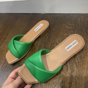 Steve Madden green slides